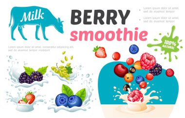 Çizgi film tatlı Sağlıklı Smoothies şablonu