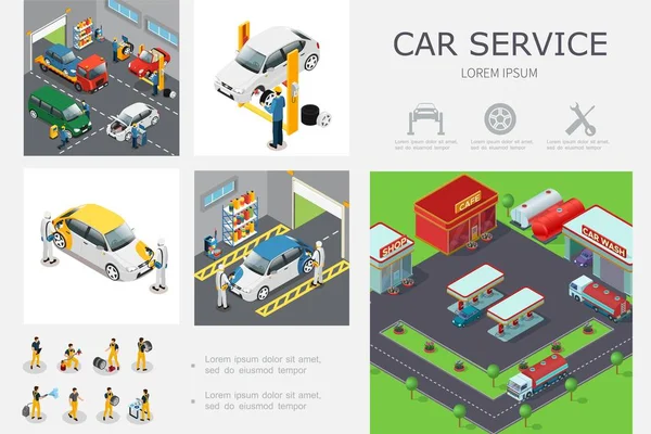 Isometric Car Service Infographic Template — Stock Vector