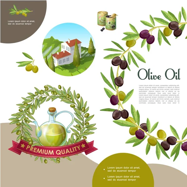 Cartone animato nero e verde Olive Template — Vettoriale Stock