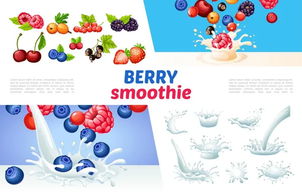 Karikatür Berry Smoothies kavramı — Stok Vektör