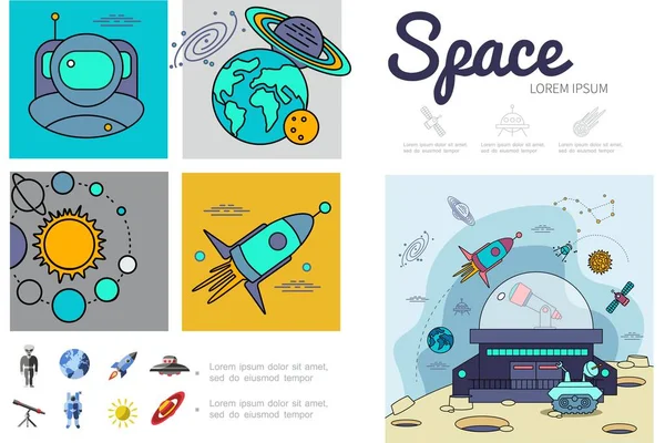 Flat Space Infographic Template — Stock Vector