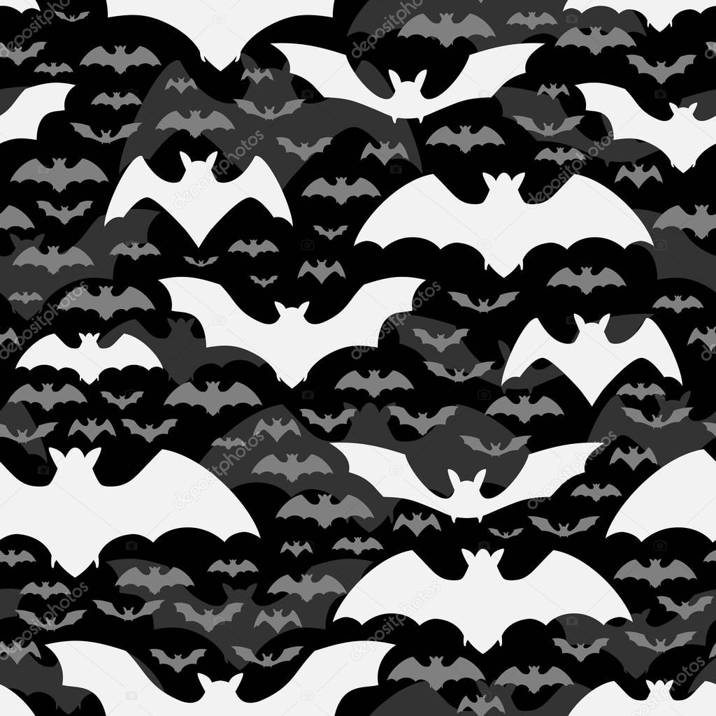 Halloween Seamless Pattern With Flying Bats