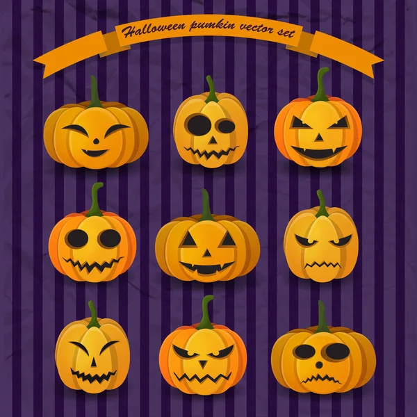 Colección de calabazas de Halloween festivo — Vector de stock