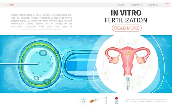 Plantilla de página web de fertilización in vitro plana — Archivo Imágenes Vectoriales