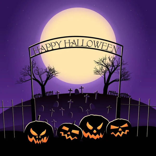 Veselý Halloween Design s obrovský měsíc — Stockový vektor
