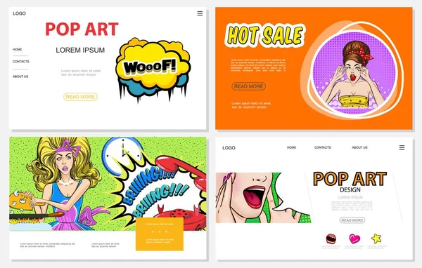 Colección de sitios web de arte pop — Vector de stock