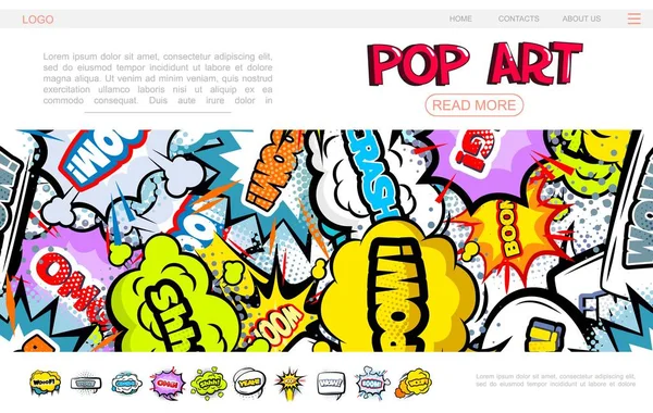 Pop Art Bright Web Page Concept — Stock Vector