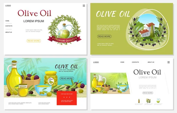 Set di siti web di Cartoon Fresh Olive — Vettoriale Stock