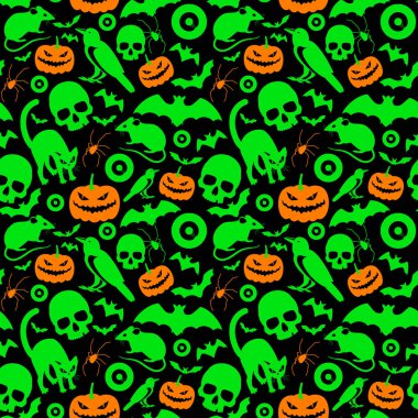 Cadılar Bayramı turuncu ve yeşil işaretler Seamless modeli