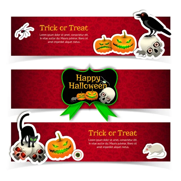 Conjunto de Banners horizontais de Halloween — Vetor de Stock