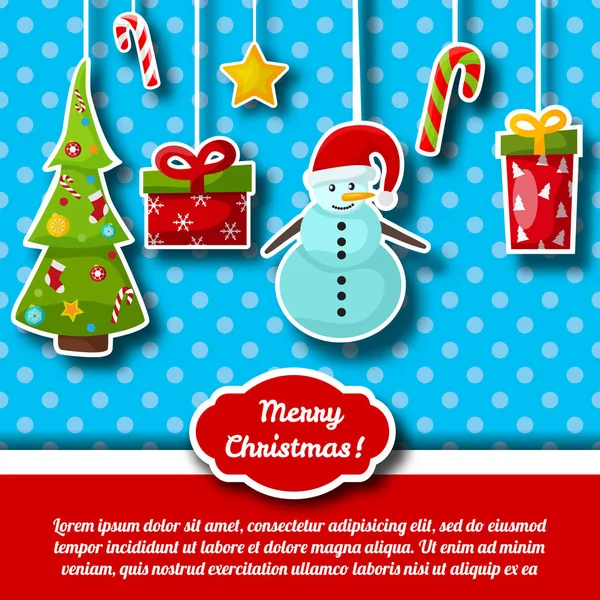 Merry Christmas Congratulation Decorative Card — Stock Vector