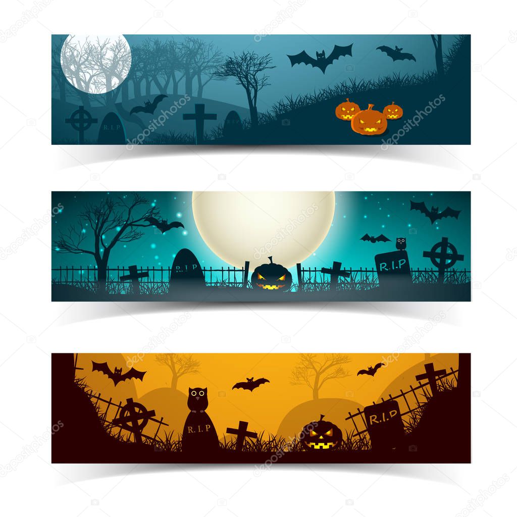 Halloween Night Banners Set