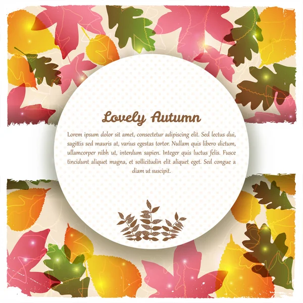 Bonita tarjeta de felicitación redonda de otoño — Vector de stock