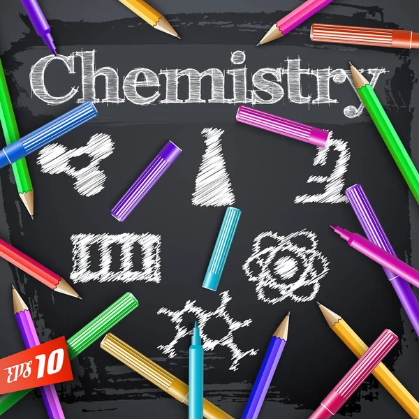 黑板上的化学元素 — 图库矢量图片