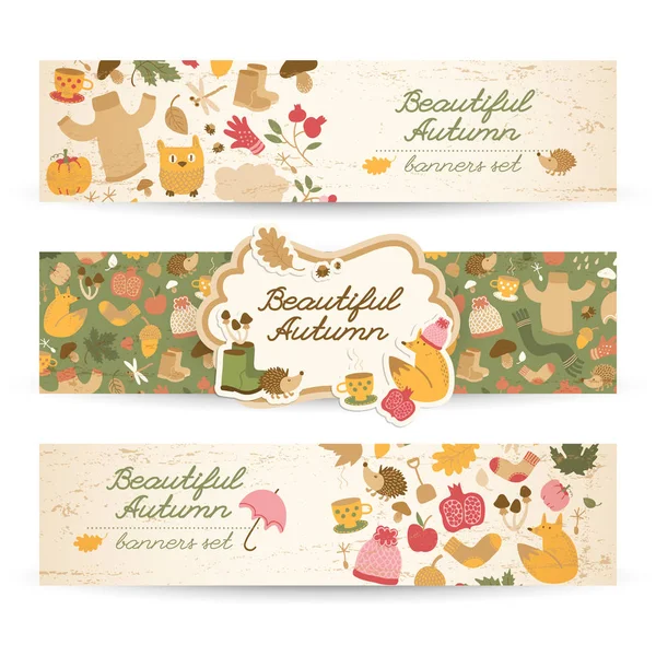 Mooie herfst horizontaal Banners — Stockvector