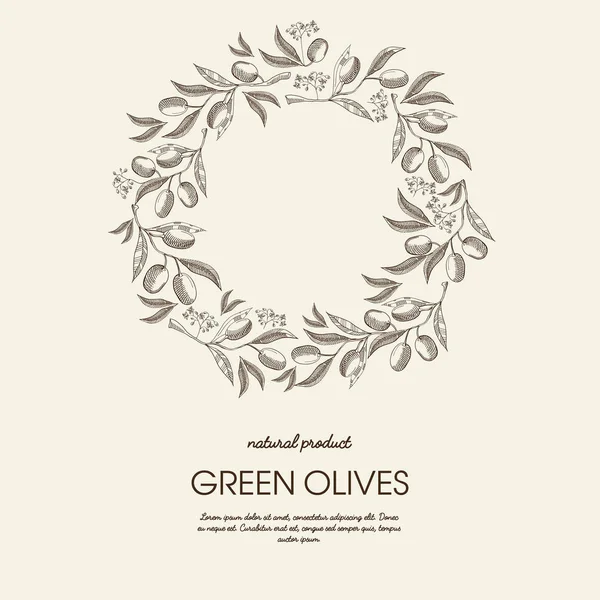 초록 꽃 화 환 빛 포스터 라운드 — 스톡 벡터