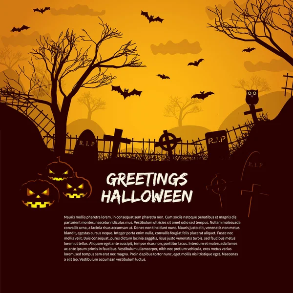 Halloween Poster With Gravestones — Stock Vector