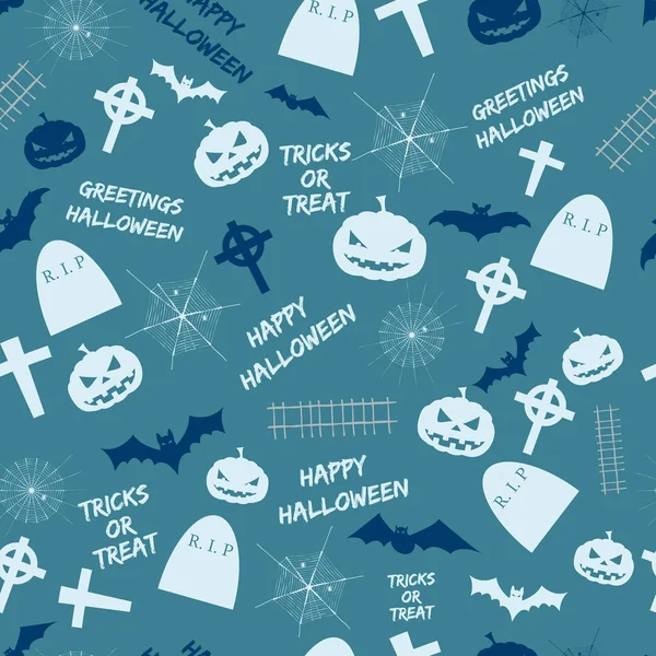 Feliz Halloween azul patrón sin costura — Archivo Imágenes Vectoriales