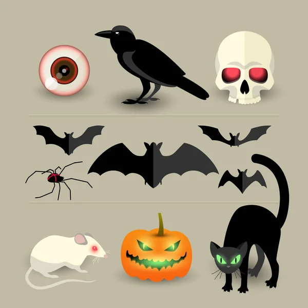 Set di icone decorative isolate di Halloween — Vettoriale Stock