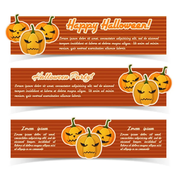 Saudação Halloween Party Horizontal Banners — Vetor de Stock