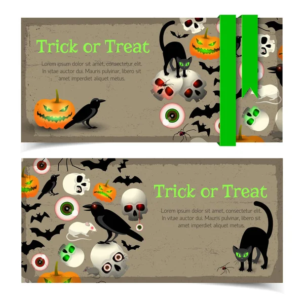 Banners de elementos de Halloween — Vetor de Stock