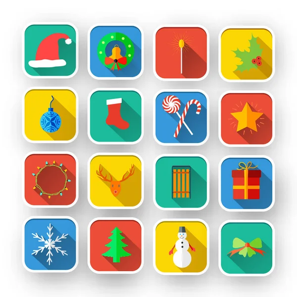 Flat Christmas Icons Set — Stock Vector