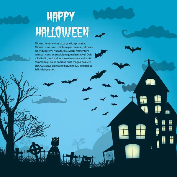 Halloween Night Background With Castle Silhouette — Stock Vector