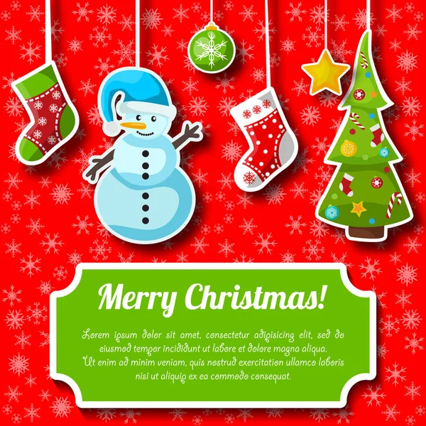 Feliz Natal Parabéns Cartão Decorativo — Vetor de Stock