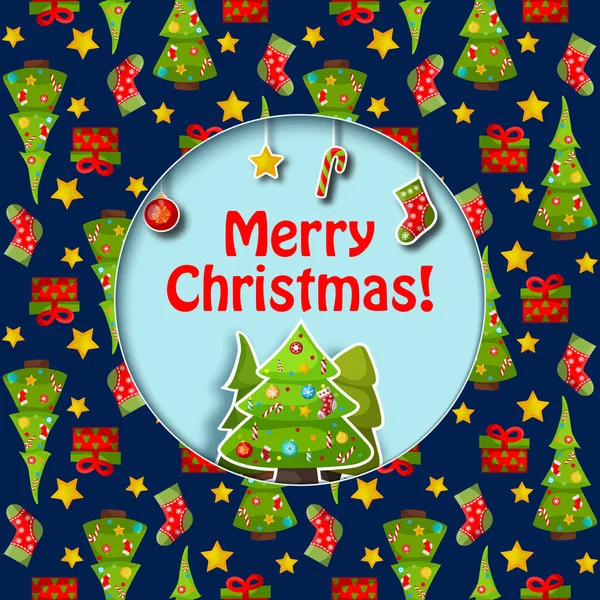 Flat Merry Christmas Card — Stock Vector