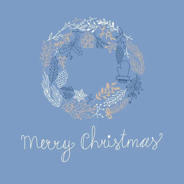 Carte décorative Joyeux Noël Salutations bleues — Image vectorielle