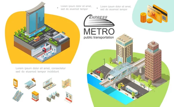 Metro Trasporto pubblico Infografica Template — Vettoriale Stock