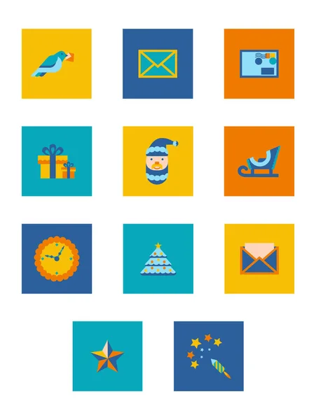 Navidad vacaciones apartamento iconos conjunto — Vector de stock