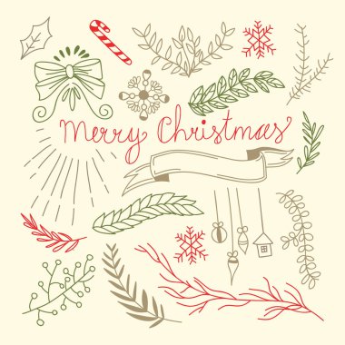 Merry Christmas çiçek el arka plan çekilmiş