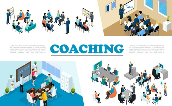 Ισομετρική προσωπικό Business Coaching σύνθεση — Διανυσματικό Αρχείο