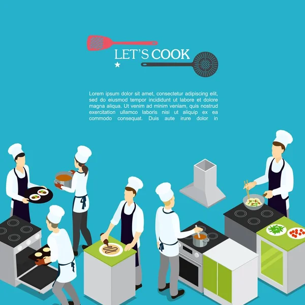 Isometrische professionele koken Template — Stockvector