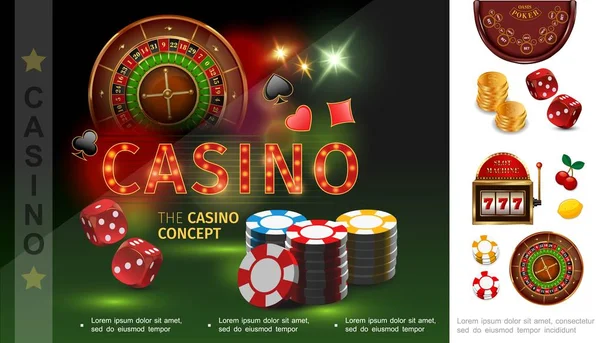 Conceito de Casino realista — Vetor de Stock