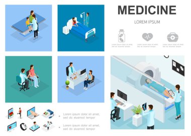 Isometric Medical Care Infographic Template clipart