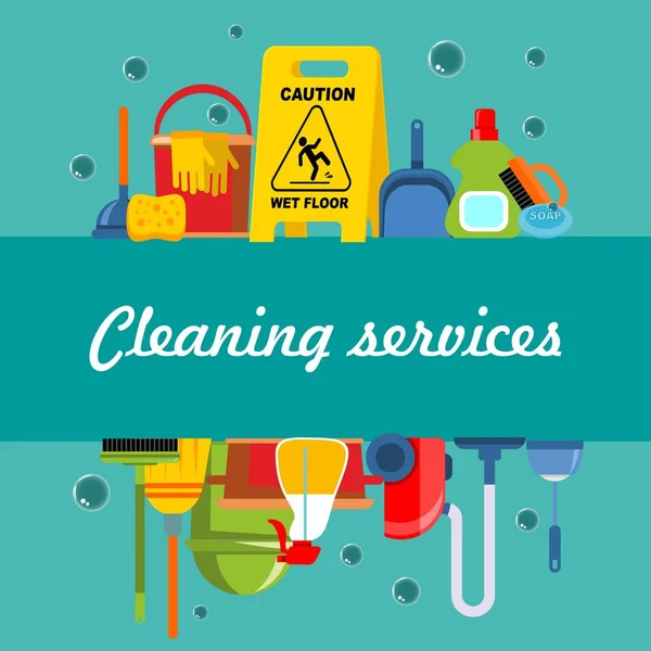 Cleaning Service Flat Template — Stock Vector