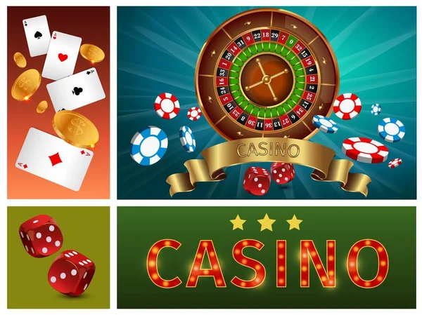 Realista Casino brillante composición — Vector de stock