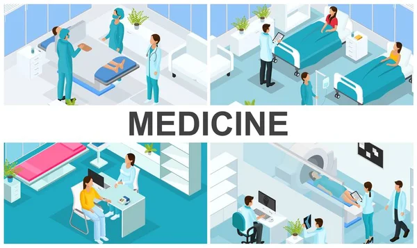 Isometric Healthcare Colorful Composition — Stock Vector