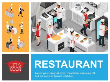İzometrik işlem kompozisyon yemek Restoran