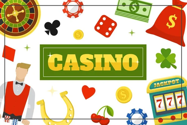 Concepto de elementos de casino plano — Vector de stock