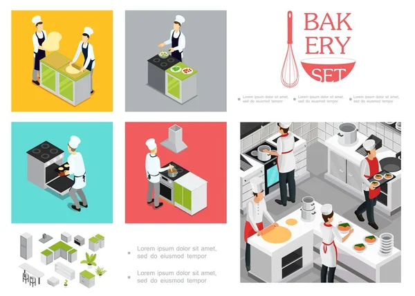 Izometryczny restauracja gotowanie Infographic szablonu — Wektor stockowy