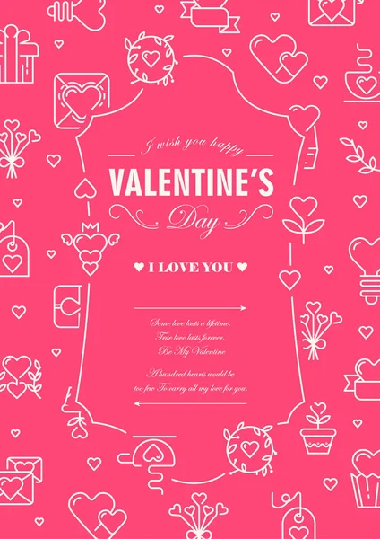 Diseño del Día de San Valentín Postal — Vector de stock