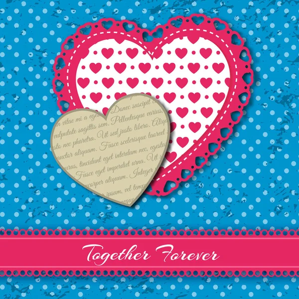 Två färgade Valentine s hjärtan sammansättning — Stock vektor