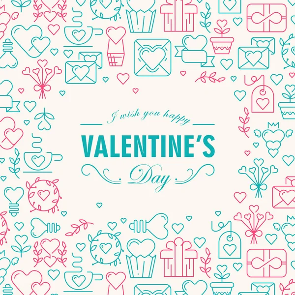 Saludo tarjeta decorativa del día de San Valentín — Vector de stock