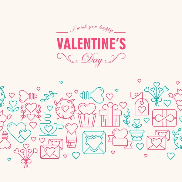 幸せなバレンタインデー装飾的なカード — ストックベクタ