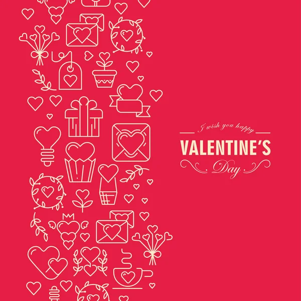 Kırmızı ve beyaz renkli Sevgililer günü kartpostal — Stok Vektör