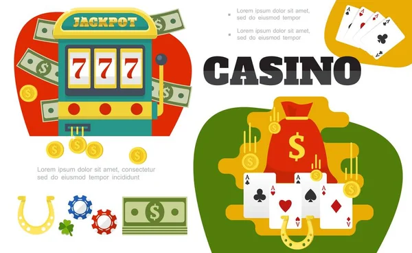 Flat Casino Colorful Composition — Stock Vector