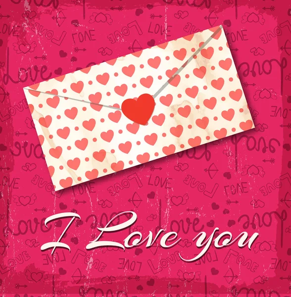 Love Letter With Little Hearts Background — Stock Vector